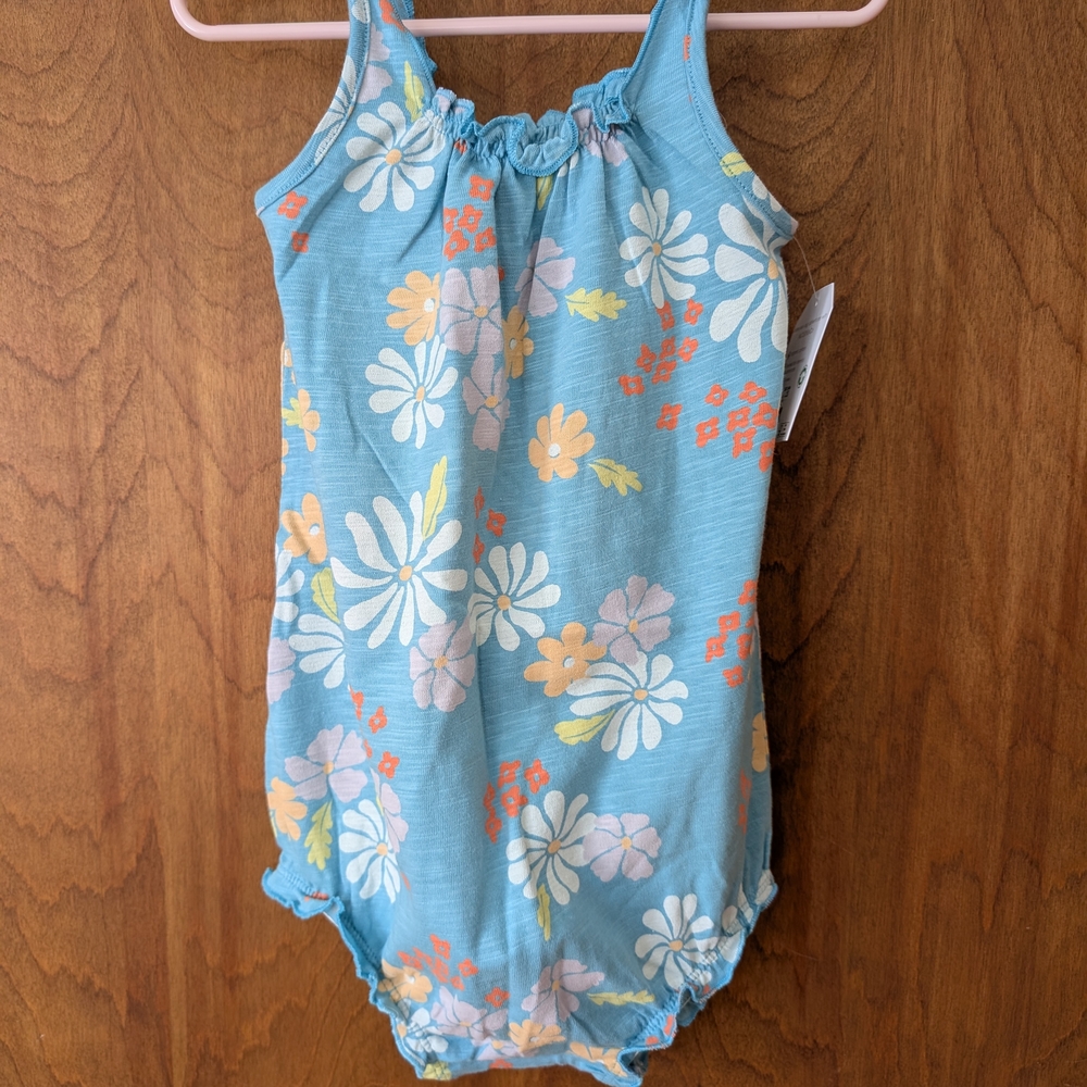 Little Co. Blue Floral Baby Romper